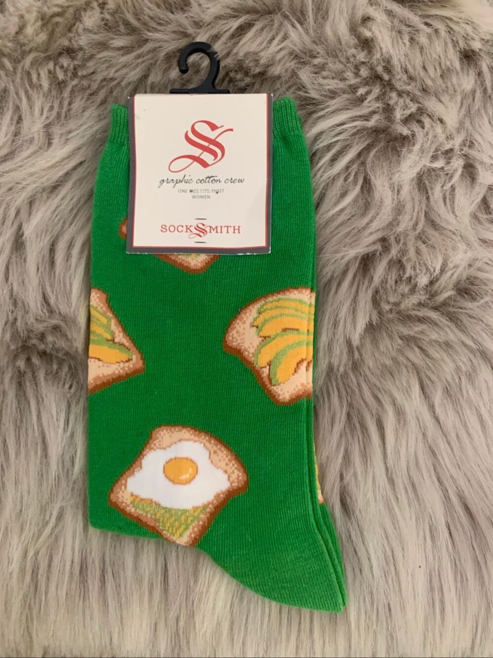 NWT SockSmith Toast Print Womens Crew Socks